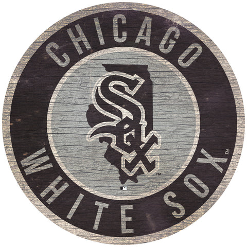 Chicago White Sox Sign Wood 12 Inch Round State Design Special Order