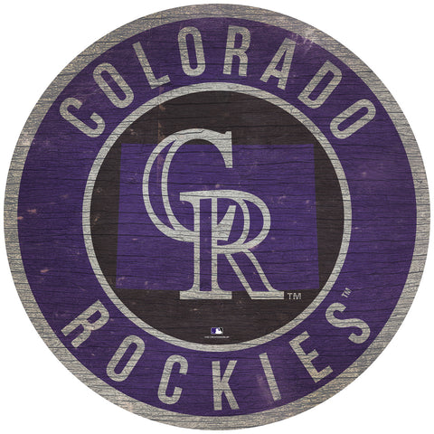 Colorado Rockies Sign Wood 12 Inch Round State Design Special Order