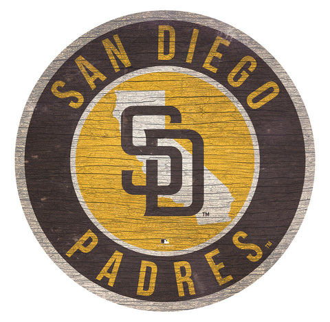 San Diego Padres Sign Wood 12 Inch Round State Design