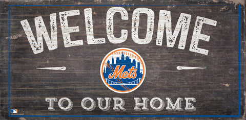 New York Mets Sign Wood 6x12 Welcome To Our Home Design - Special Order