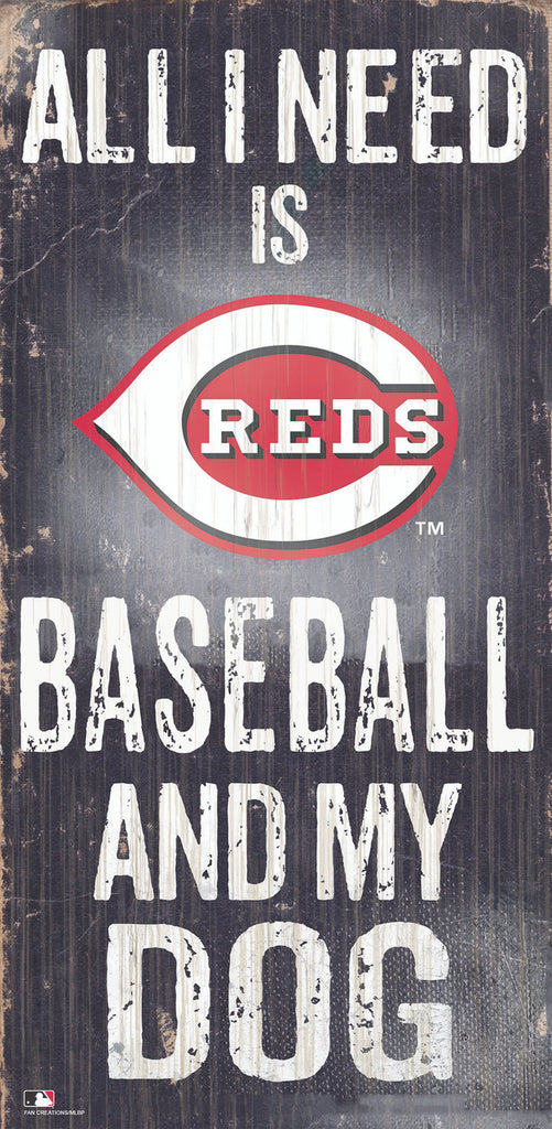 Cincinnati Reds Sign Wood 6x12 Baseball and Dog Design Special Order