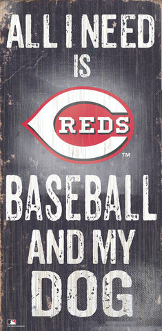 Cincinnati Reds Sign Wood 6x12 Baseball and Dog Design Special Order