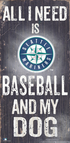 Seattle Mariners Sign Wood 6x12 Baseball and Dog Design Special Order