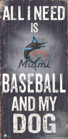 Miami Marlins Sign Wood 6x12 Baseball and Dog Design Special Order