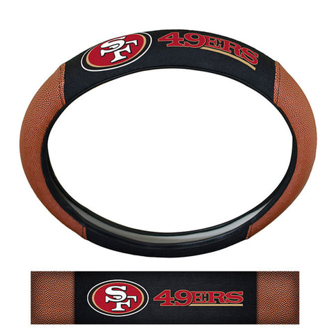 San Francisco 49ers Steering Wheel Cover Premium Pigskin Style - Special Order