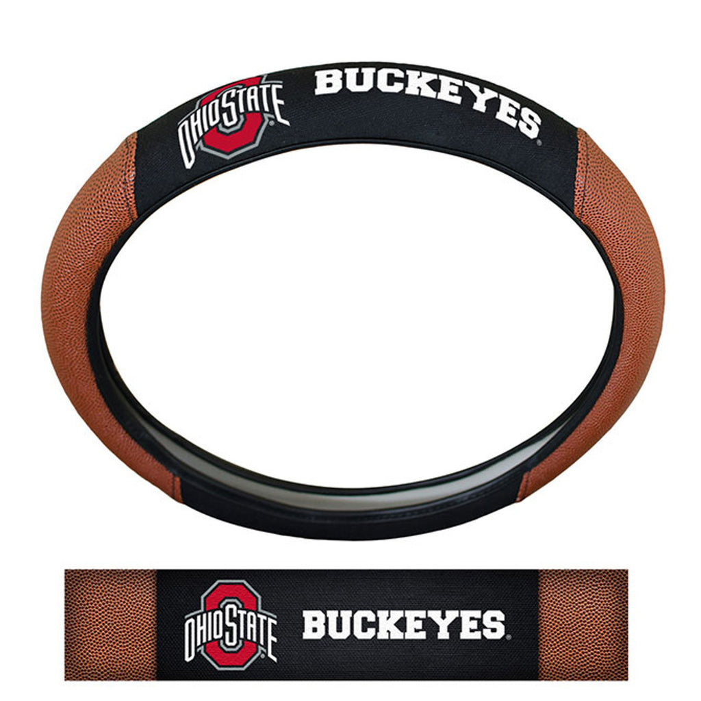 Ohio State Buckeyes Steering Wheel Cover Premium Pigskin Style