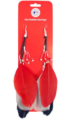 Boston Red Sox Team Color Feather Earrings CO