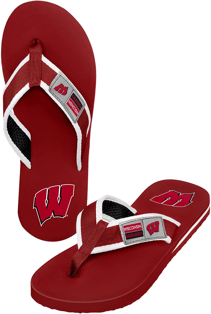 Wisconsin Badgers Flip Flop - Men Contour - (1 Pair) - XL