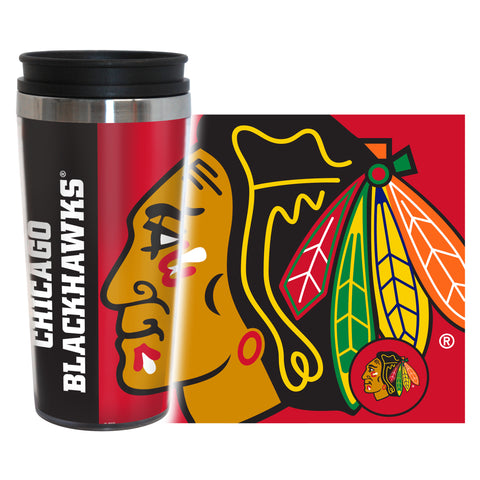 Chicago Blackhawks Travel Mug 14oz Full Wrap Style Hype Design - Special Order