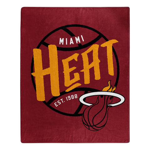 Miami Heat Blanket 50x60 Raschel Blacktop Design - Special Order