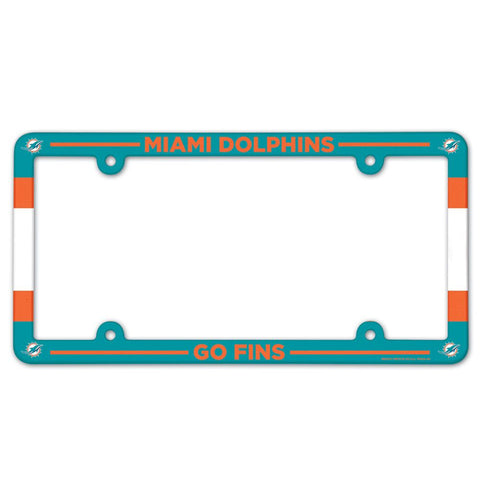 Miami Dolphins License Plate Frame Plastic Full Color Style