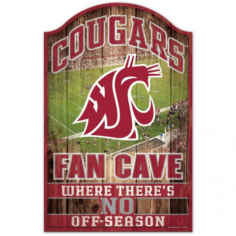 Washington State Cougars Sign 11x17 Wood Fan Cave Design - Special Order