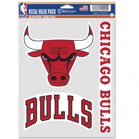 Chicago Bulls Decal Multi Use Fan 3 Pack