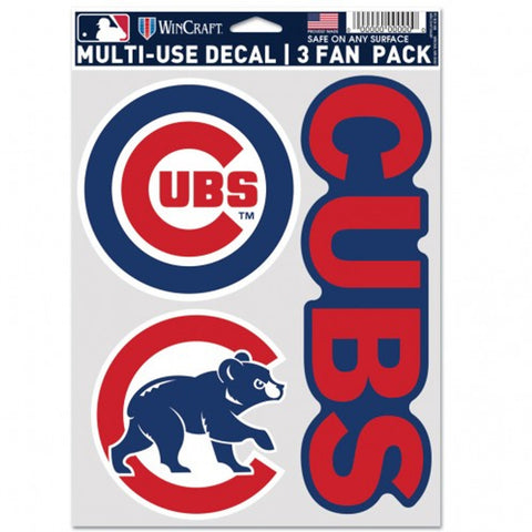 Chicago Cubs Decal Multi Use Fan 3 Pack