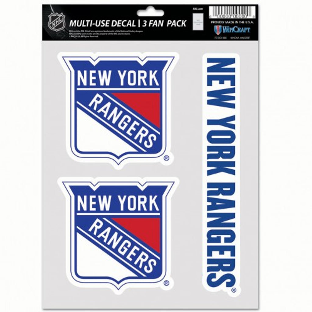 New York Rangers Decal Multi Use Fan 3 Pack