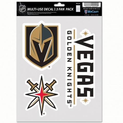 Vegas Golden Knights Decal Multi Use Fan 3 Pack