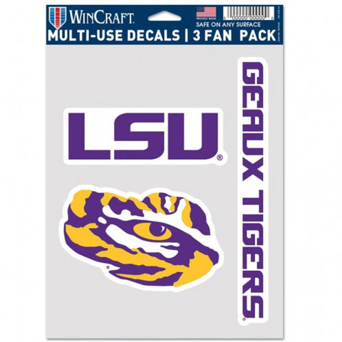 LSU Tigers Decal Multi Use Fan 3 Pack Special Order