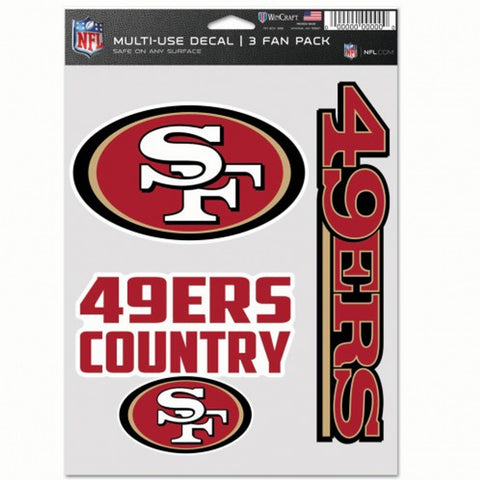 San Francisco 49ers Decal Multi Use Fan 3 Pack