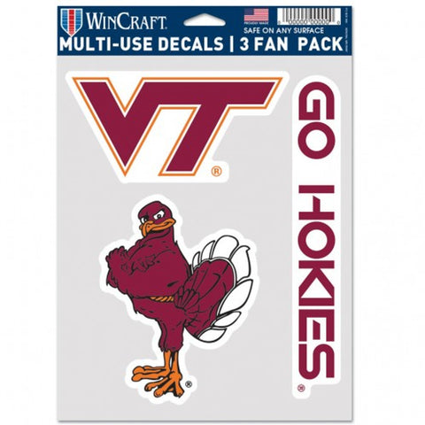 Virginia Tech Hokies Decal Multi Use Fan 3 Pack Special Order