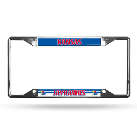Kansas Jayhawks License Plate Frame Chrome EZ View - Special Order