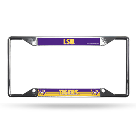 LSU Tigers License Plate Frame Chrome EZ View