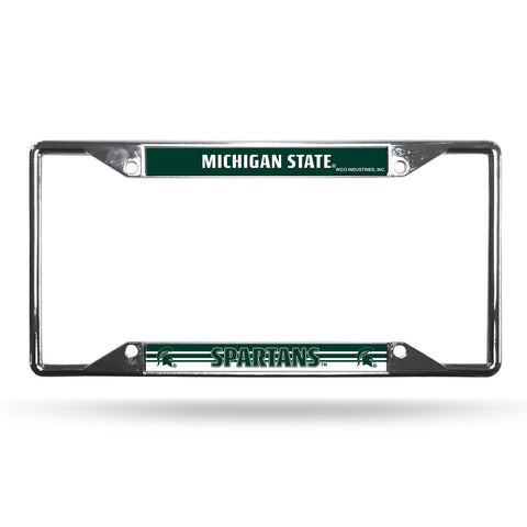 Michigan State Spartans License Plate Frame Chrome EZ View - Special Order