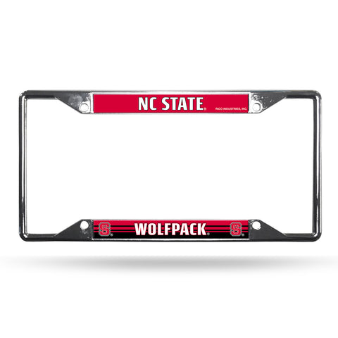North Carolina State Wolfpack License Plate Frame Chrome EZ View - Special Order