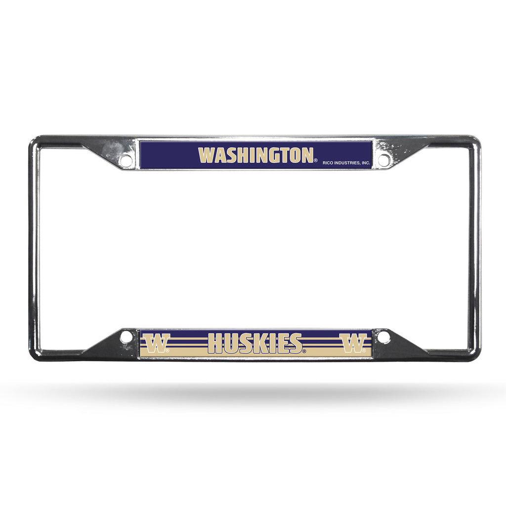 Washington Huskies License Plate Frame Chrome EZ View - Special Order