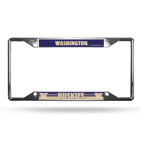 Washington Huskies License Plate Frame Chrome EZ View - Special Order