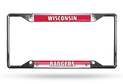 Wisconsin Badgers License Plate Frame Chrome EZ View - Special Order