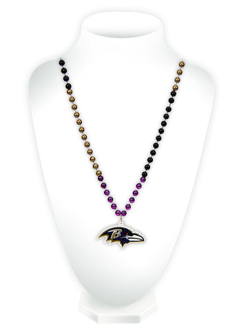 Baltimore Ravens Beads with Medallion Mardi Gras Style