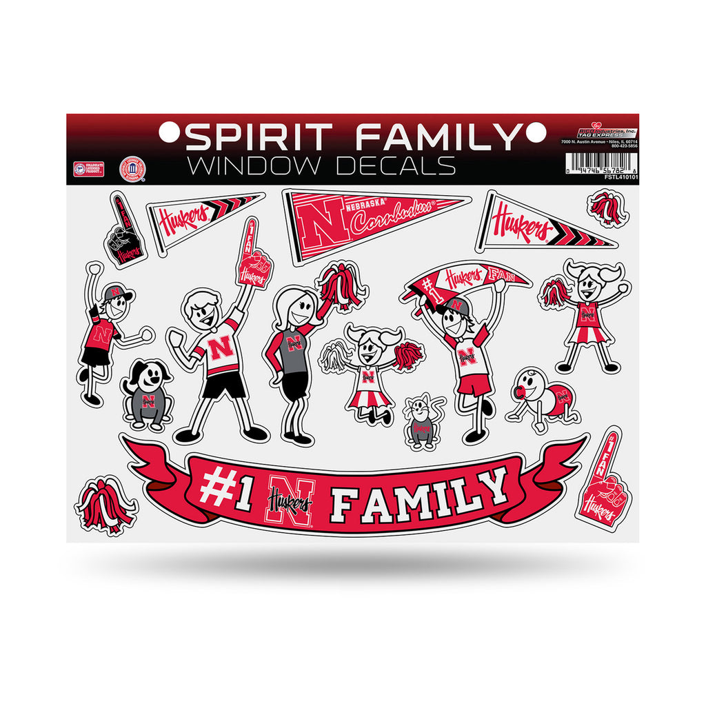 Nebraska Cornhuskers Family Sticker Sheet Script Logo CO