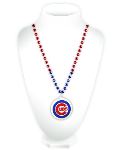 Chicago Cubs Beads with Medallion Mardi Gras Style