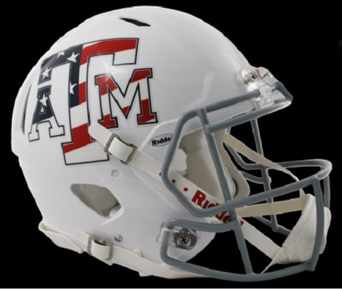 Texas A&M Aggies Helmet Riddell Authentic Full Size Speed Style Stars and Stripes