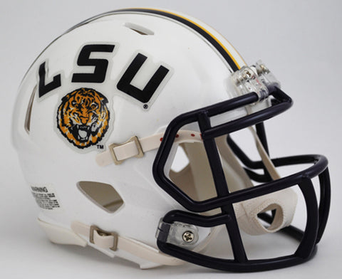 LSU Tigers Helmet Riddell Replica Mini Speed Style White Alternate - Special Order
