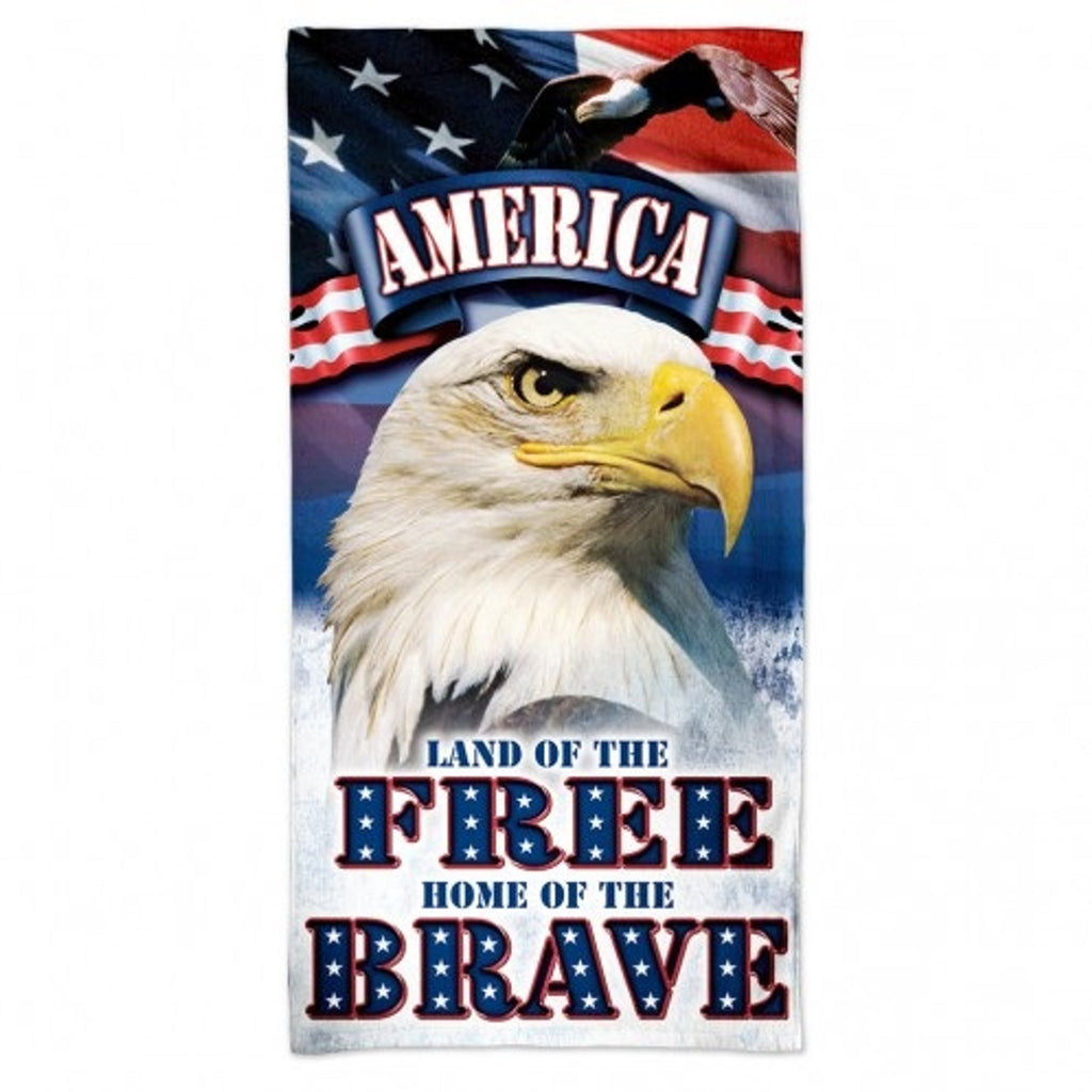 America Towel 30x60 Beach Style Land of the Free Home of the Brave Design - Special Order