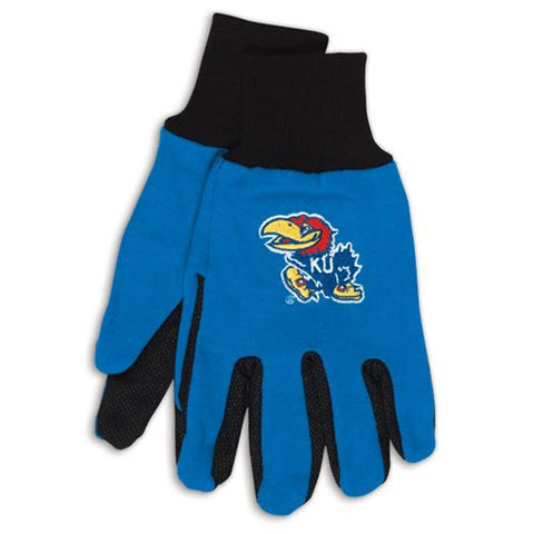 Kansas Jayhawks Gloves Two Tone Style Adult Size