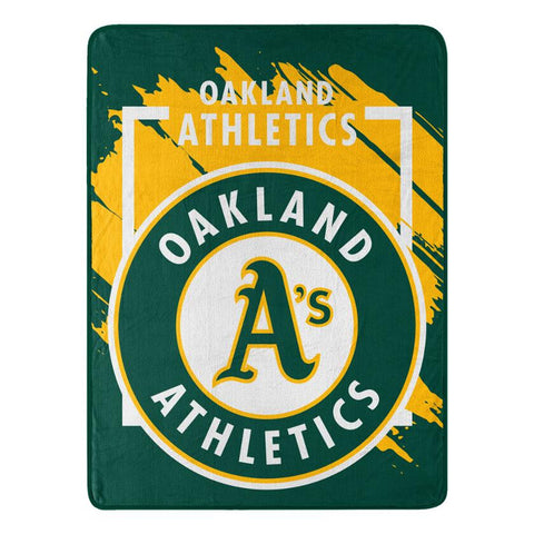 Oakland Athletics Blanket 46x60 Micro Raschel Dimensional Design Rolled