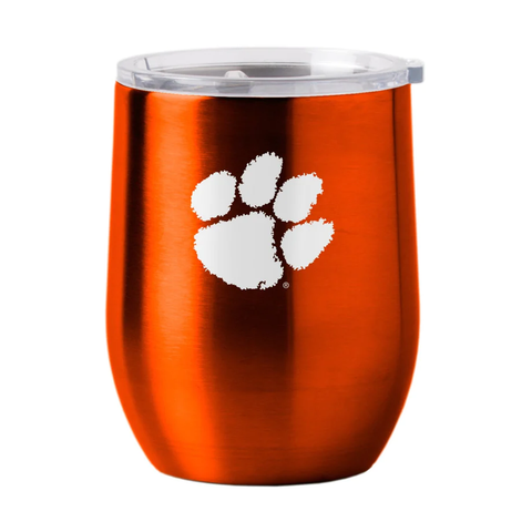 Clemson Tigers Travel Tumbler 16oz Stainless Steel Curved