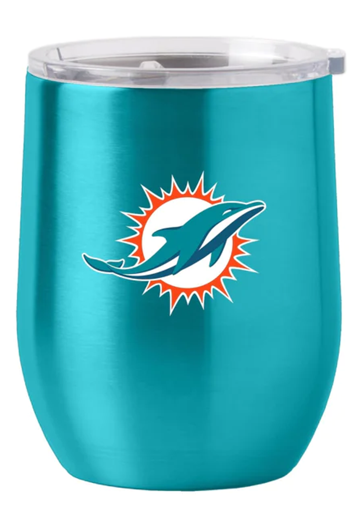 Miami Dolphins Travel Tumbler 16oz Stainless Steel Curved