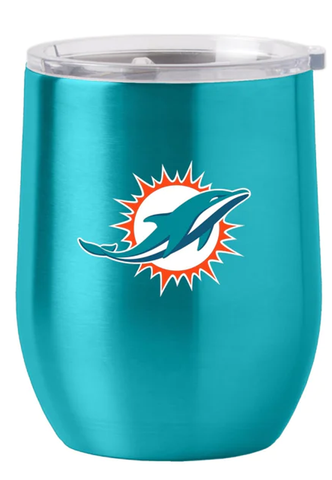 Miami Dolphins Travel Tumbler 16oz Stainless Steel Curved