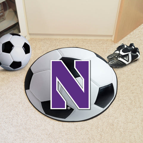 Northwestern Wildcats Soccer Ball Rug - 27in. Diameter