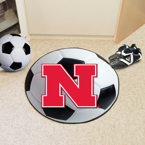 Nebraska Cornhuskers Soccer Ball Rug - 27in. Diameter