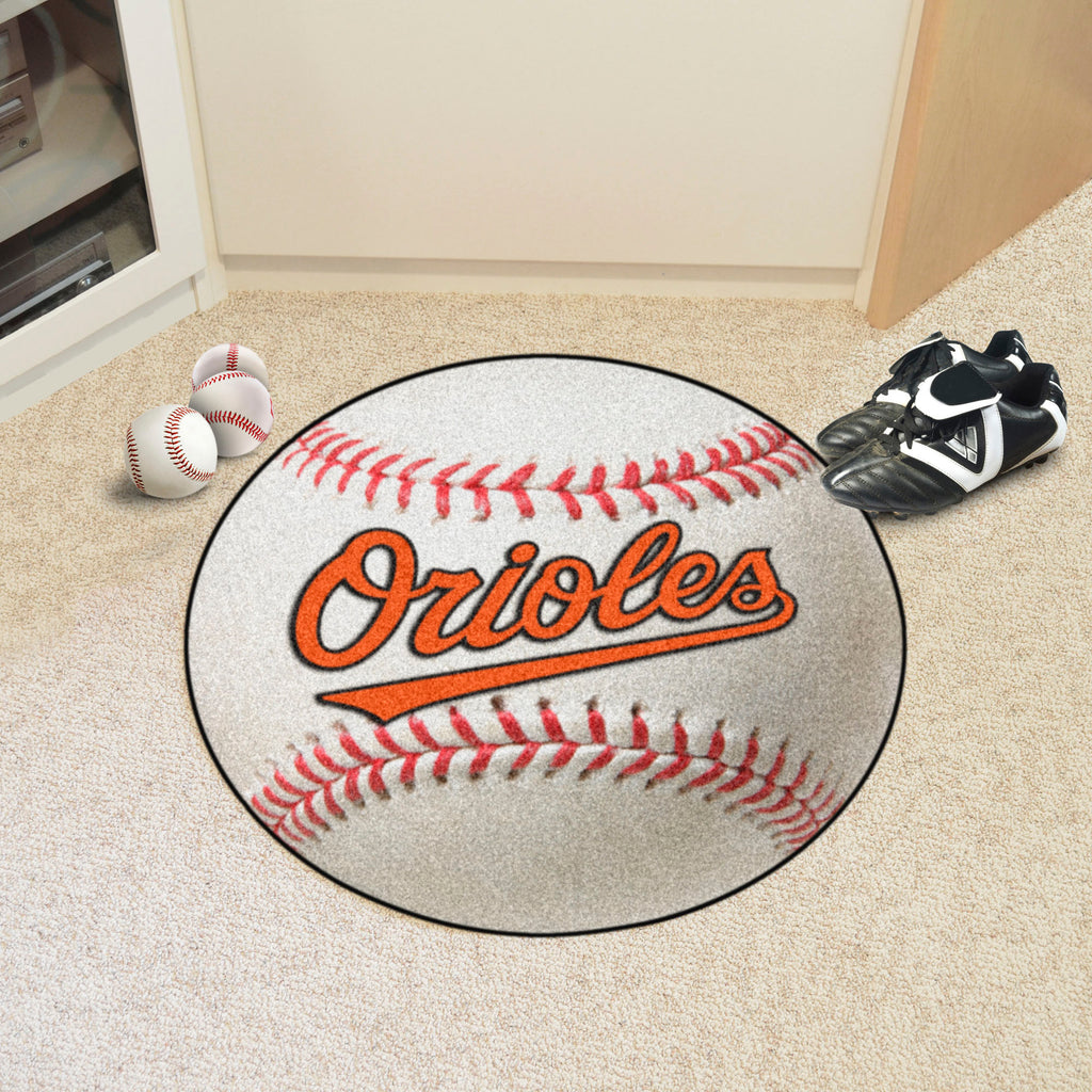 Baltimore Orioles Baseball Rug - 27in. Diameter "Orioles" Logo