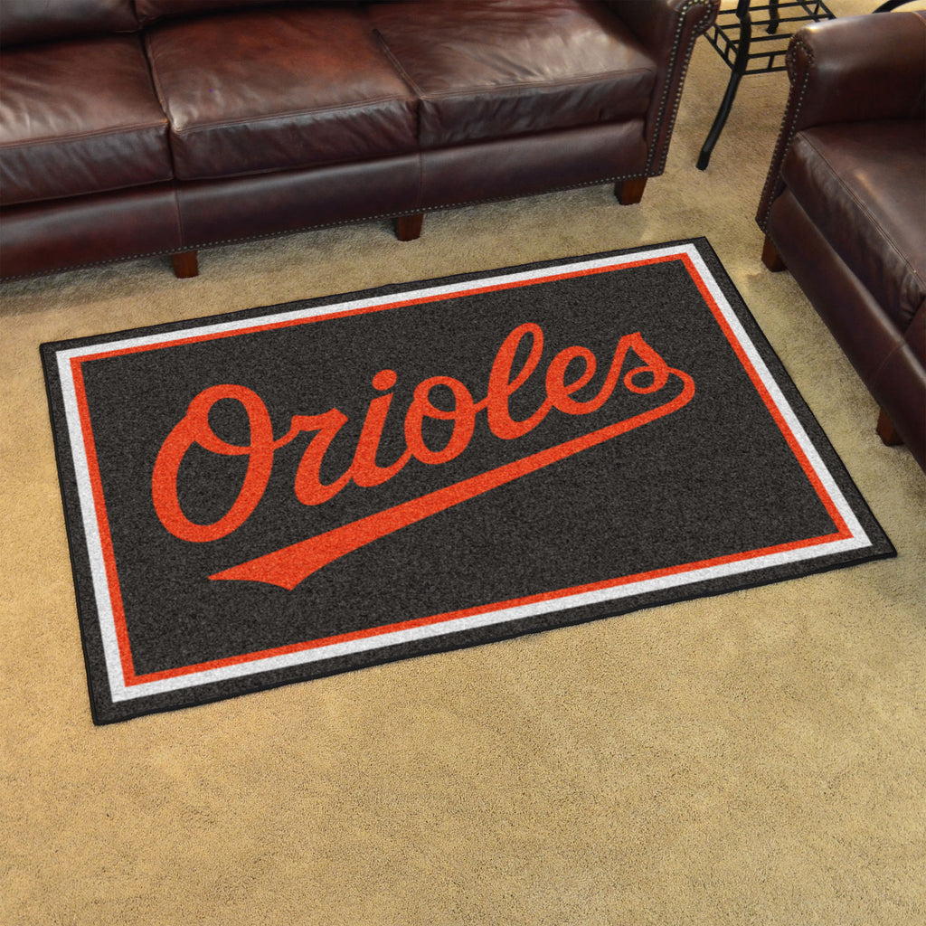 Baltimore Orioles 4ft. x 6ft. Plush Area Rug "Orioles" Logo
