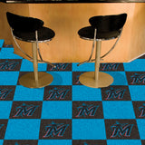 Miami Marlins Team Carpet Tiles - 45 Sq Ft. with Logo on Black