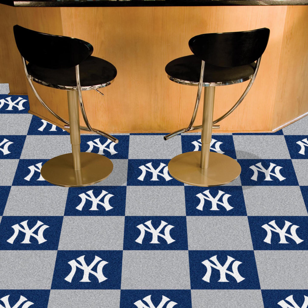 New York Yankees "NY" Hat Logo Team Carpet Tiles - 45 Sq Ft.