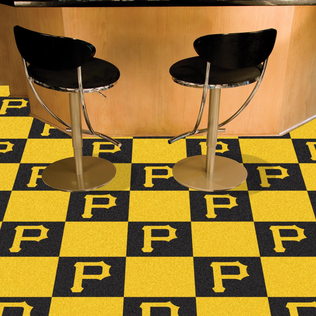 Pittsburgh Pirates "P" Hat Logo Team Carpet Tiles - 45 Sq Ft.