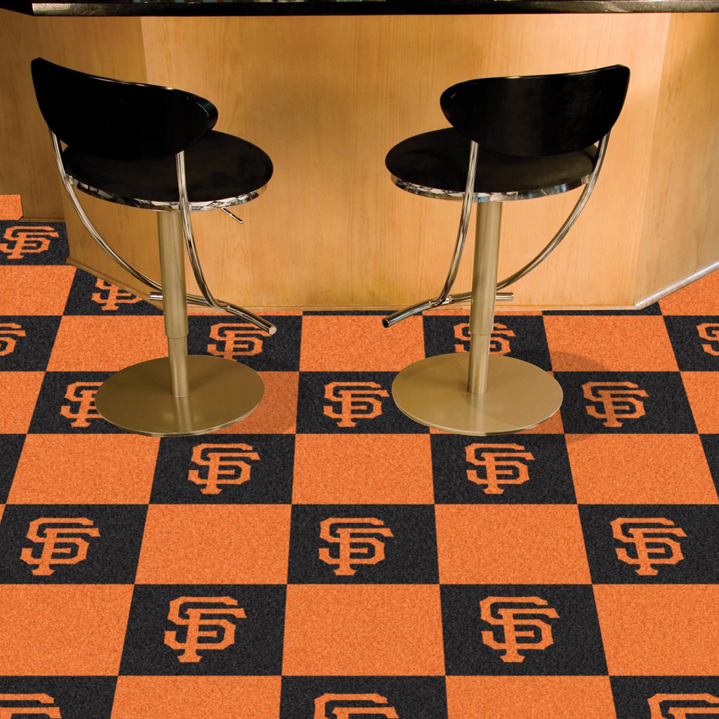 San Francisco Giants Team Carpet Tiles - 45 Sq Ft. Logo on Black