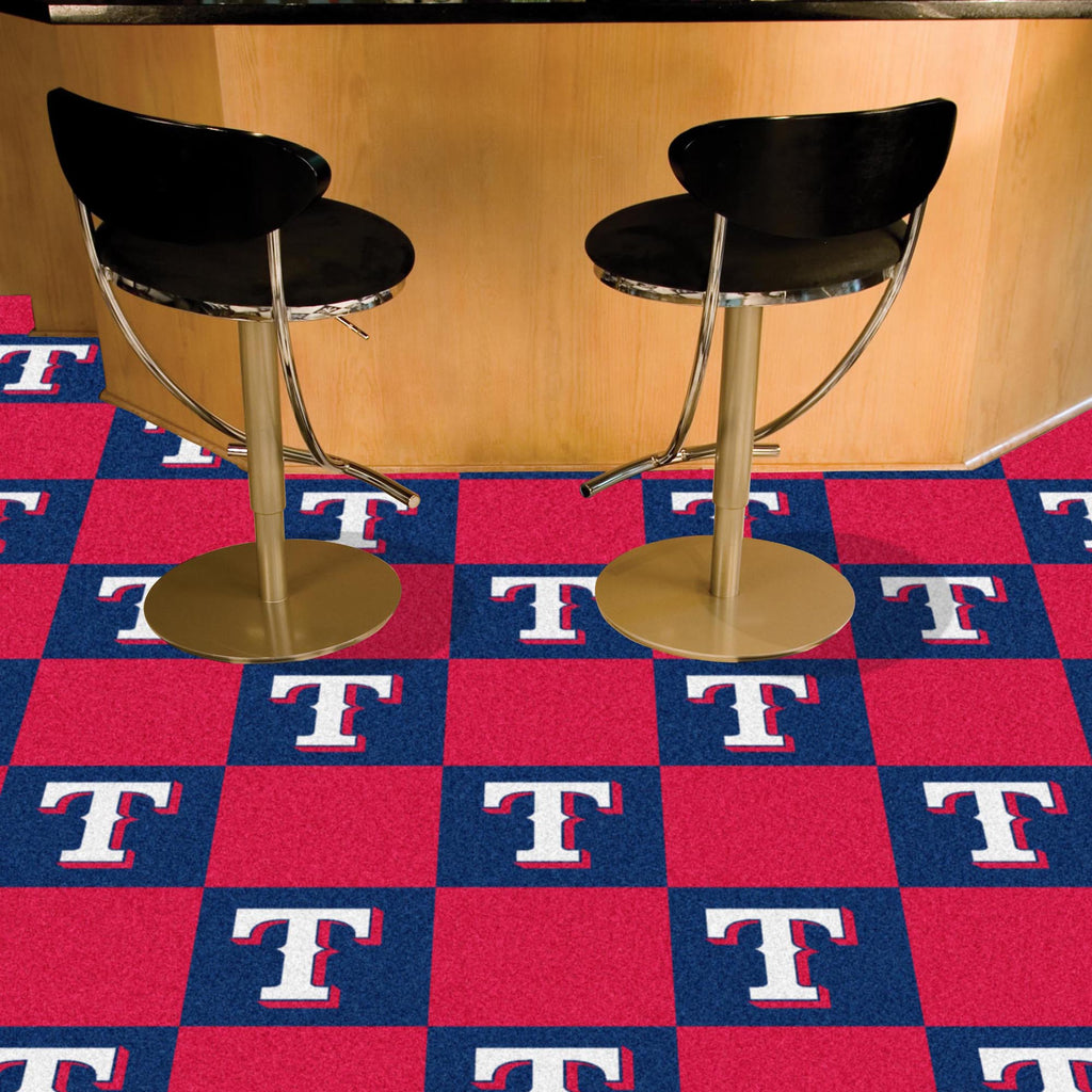 Texas Rangers Red & Navy Team Carpet Tiles - 45 Sq Ft.